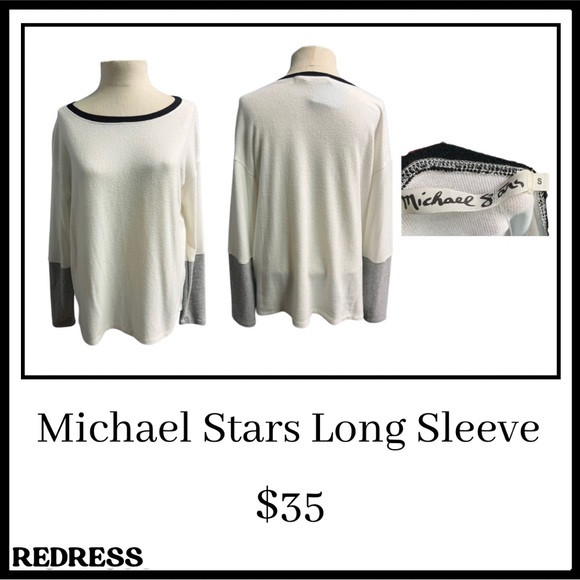 Michael Stars Tops - Michael Stars Women’s White Long Sleeve with grey cuff sleeves & black lining